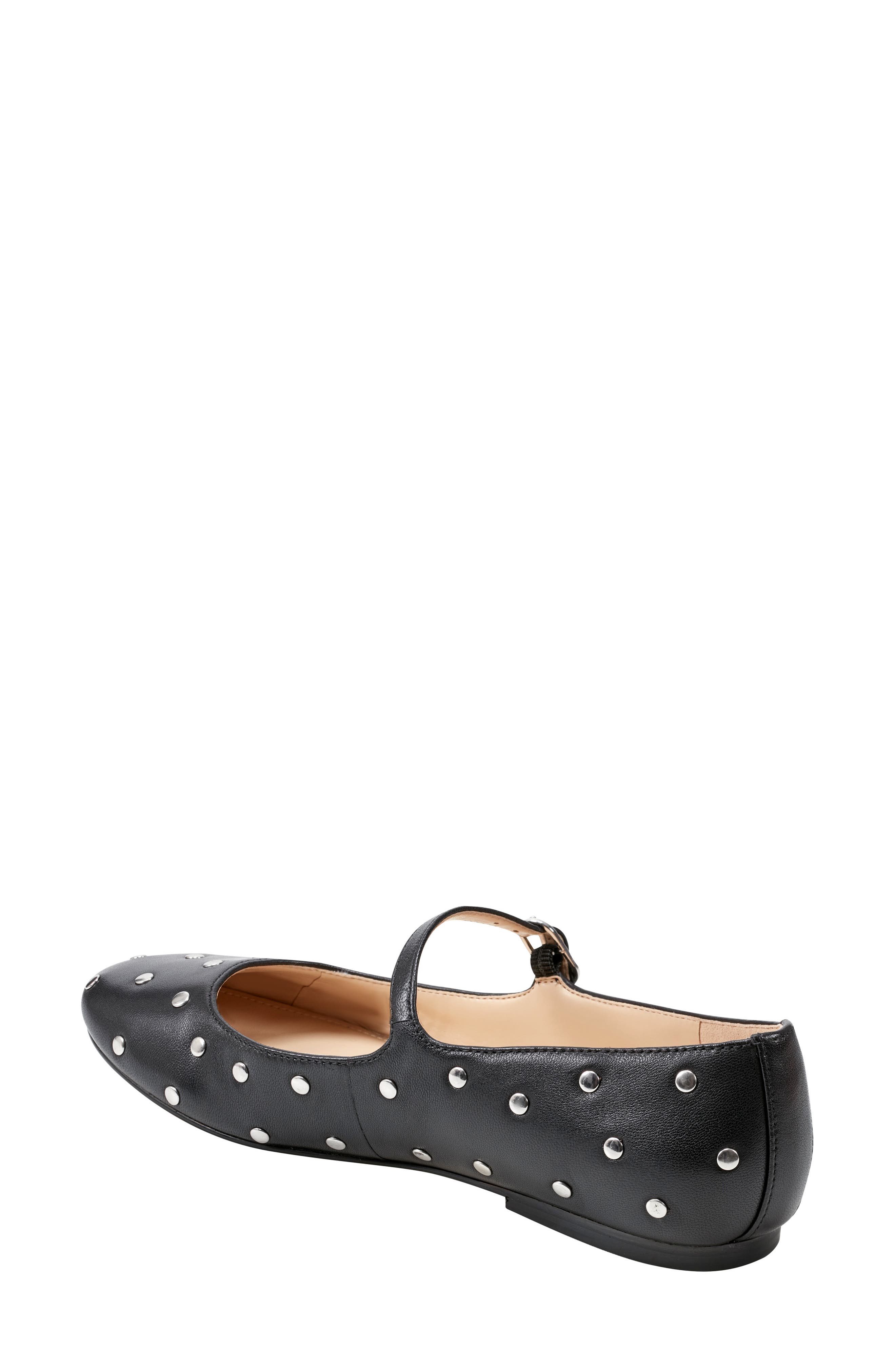 Marc Fisher LTD Elizza Studded Mary Jane Flat, Alternate, color, Black