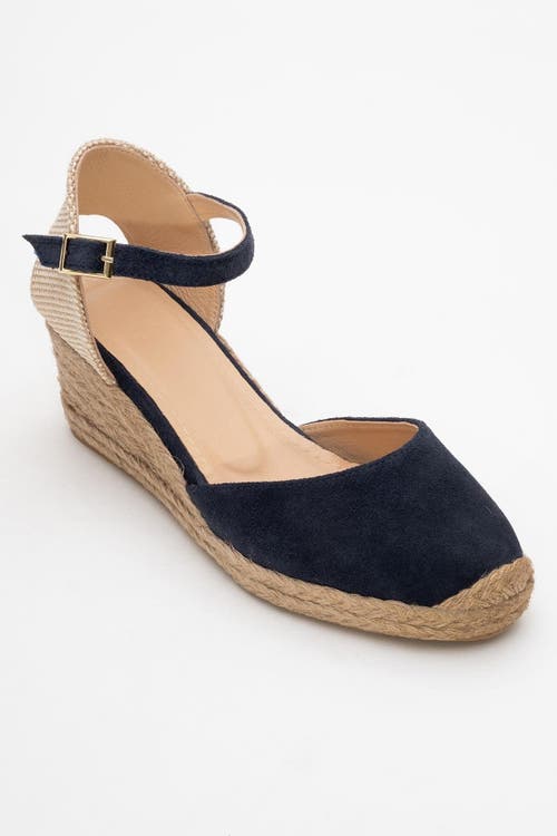 Forever & Always Shoes Aldea Leather Platform Espadrille in Navy Suede Leather at Nordstrom, Size 5.5