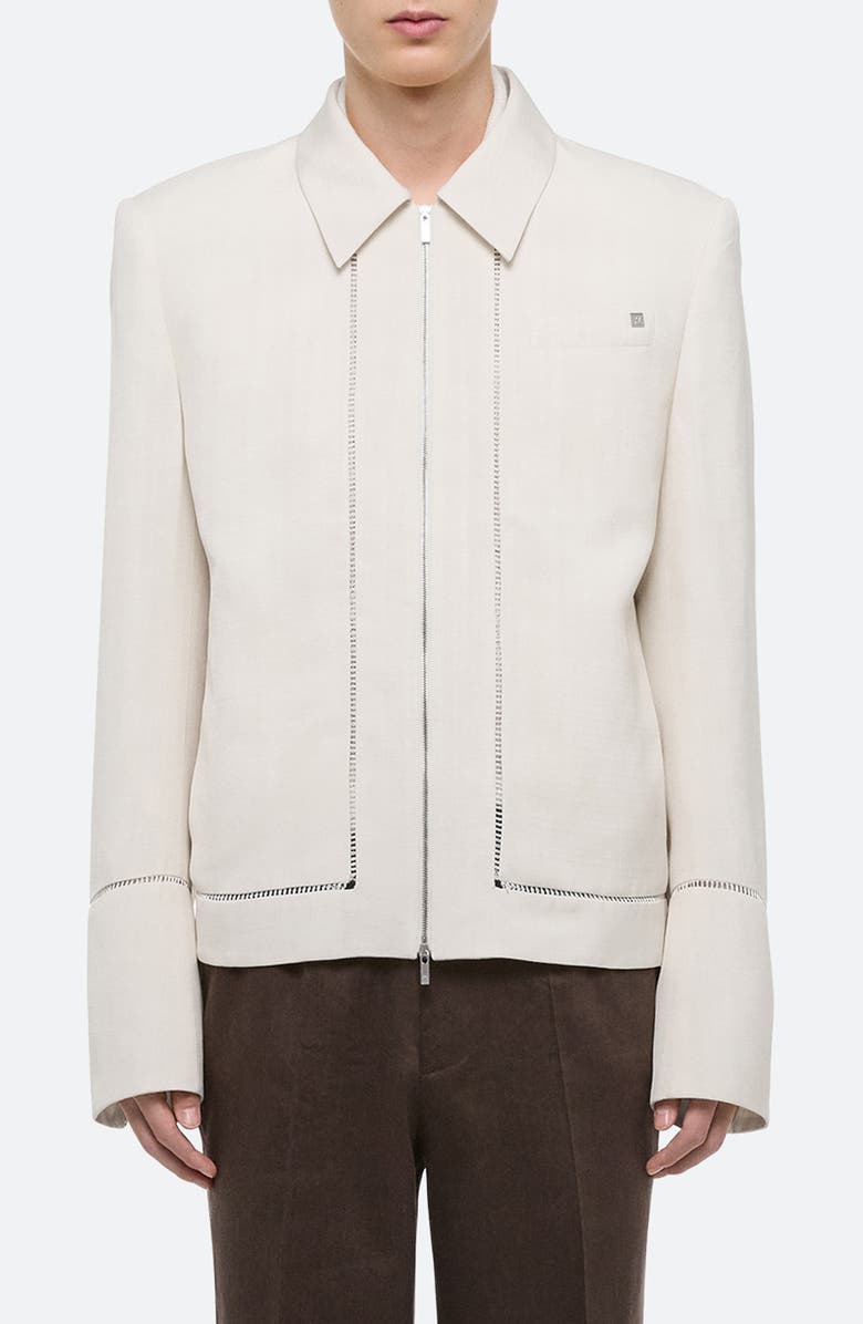 Helmut Lang Border Slub Viscose Jacket, Main, color, Antique White
