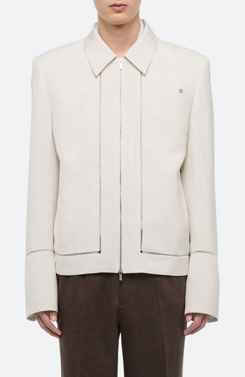 Helmut Lang Border Slub Viscose Jacket In White