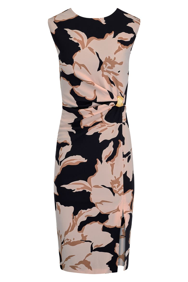 Floral Print Sleeveless Sheath, Alternate, color, BLK/ CAML/ O