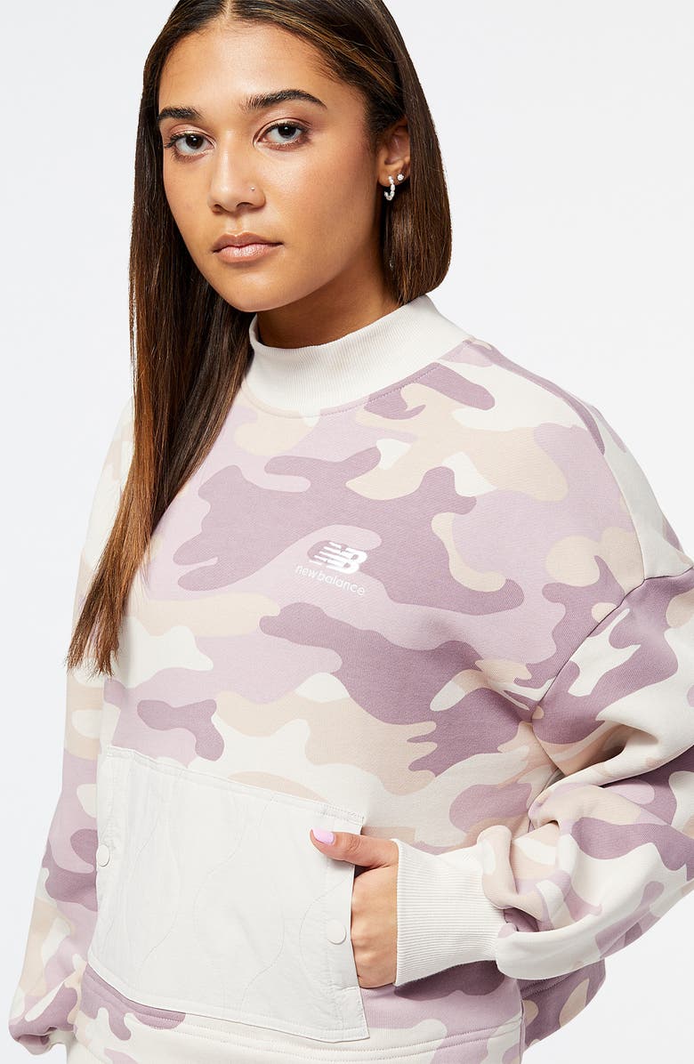 New Balance Athletics Print Fleece Sweatshirt, Alternate, color, White
