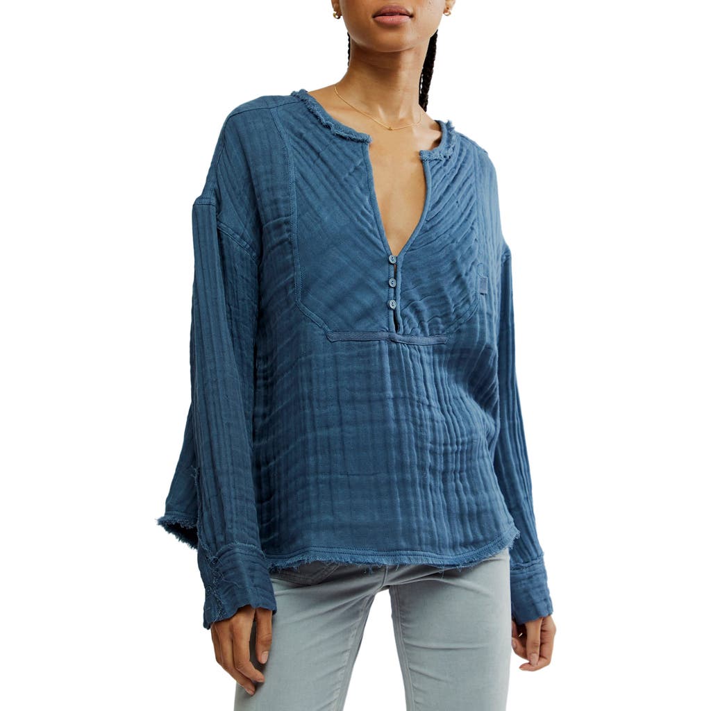 Free People Easy Sunday Cotton Top In Dark Denim
