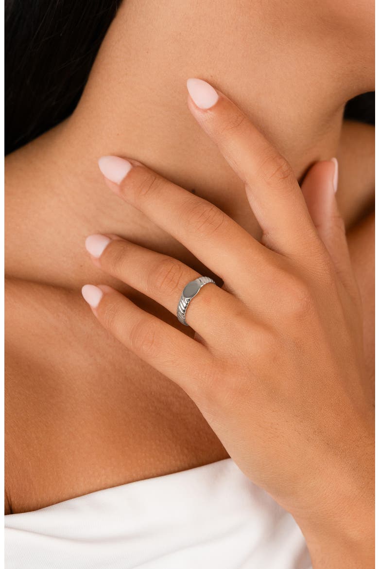 Dixie Ribbed Signet Ring, Alternate, color, SILVER