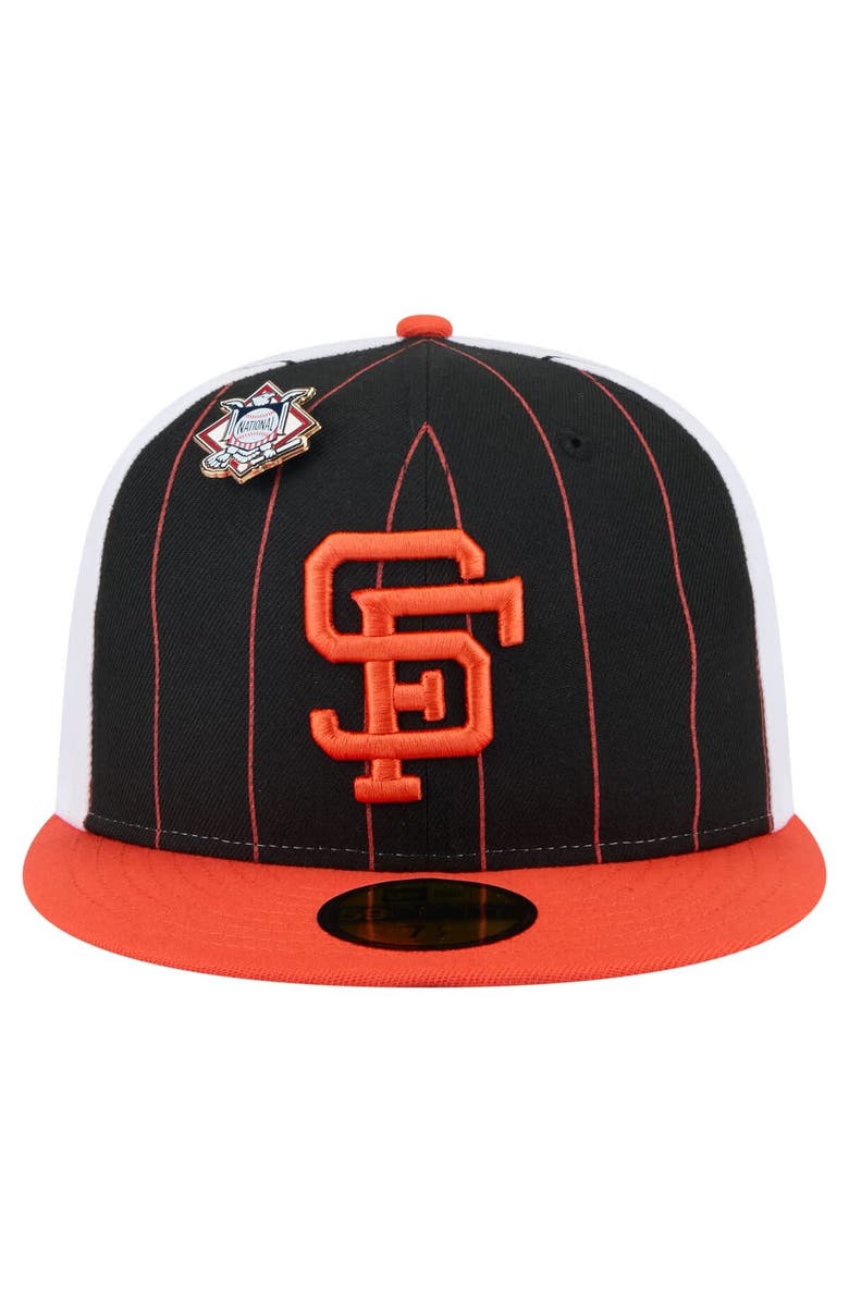 New Era Men's New Era Black San Francisco Giants Pinstripe 59FIFTY Fitted Hat, Alternate, color, Black