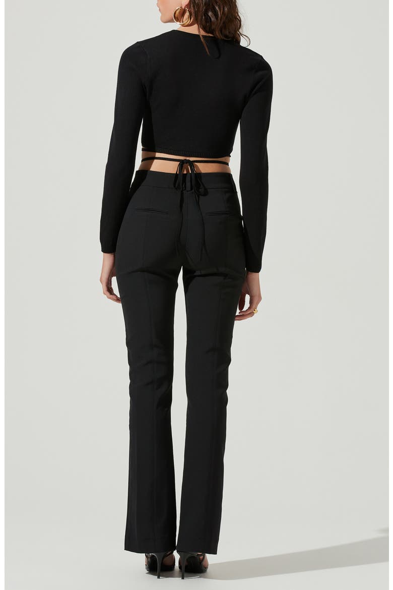 Tie Waist Wrap Sweater, Alternate, color, BLACK