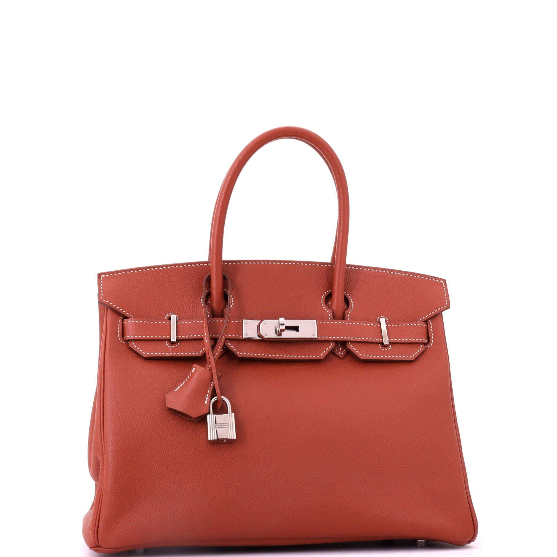 Pre-Owned Hermes Birkin Handbag Orange Epsom with Palladium Hardware 30, Alternate, color, Brique