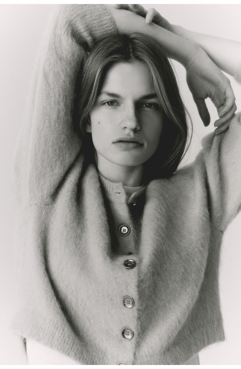 H&M Mohair-blend Cardigan, Alternate, color, Beige