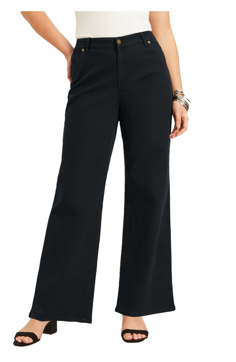 June + Vie Curvie Fit Wide-Leg Jeans, Main, color, Black