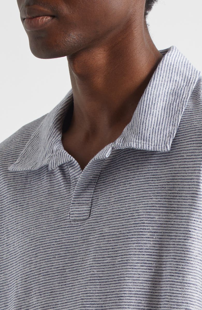 Massimo Alba Aruba Stripe Linen & Cotton Jersey Polo, Alternate, color, Bianco