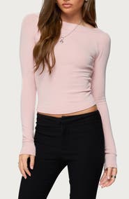 EDIKTED Embry Boat Neck Raglan Sleeve Top