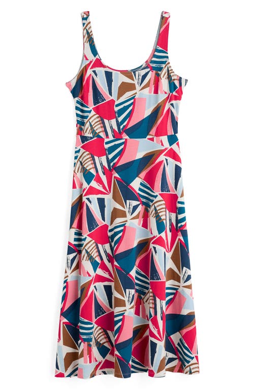 Shop Seasalt Cornwall Sun Gleam Sleeveless Stretch Organic Cotton Jersey Midi Dress In Spinnaker Sails Chalk