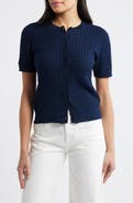 Halogen® Cable Knit Cotton Button Front Cardigan