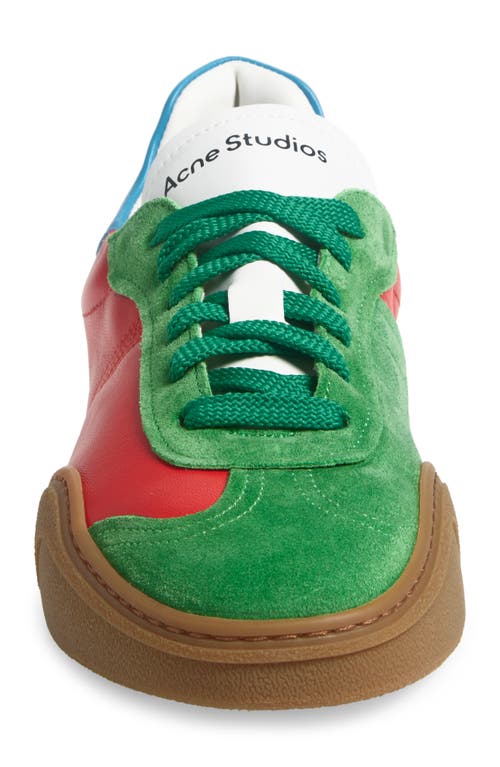 Shop Acne Studios Low Top Sneaker In Green/red Multi