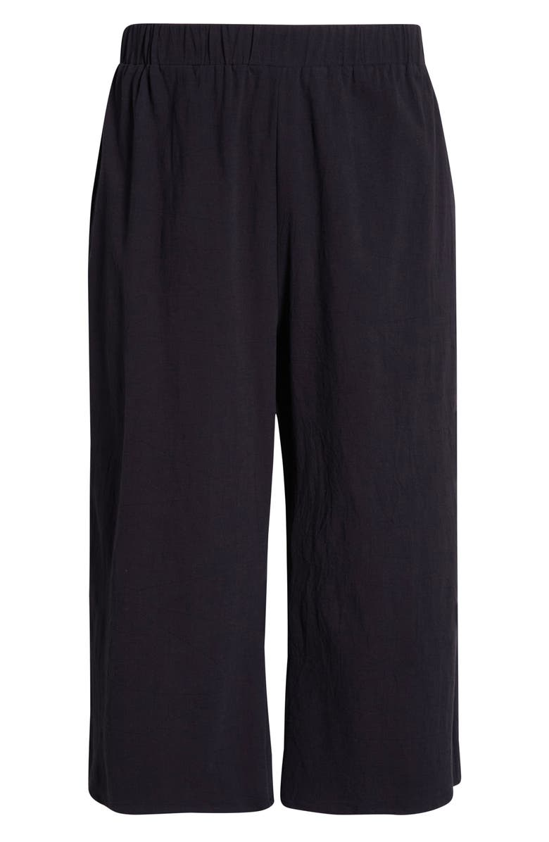 SUGARLIPS Isha Wide Leg Cotton & Linen Blend Capri Pants, Alternate, color, Black