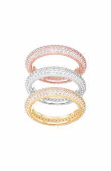GLAZE JEWELRY Set of 3 Tri-Tone Cubic Zirconia Stackable Rings