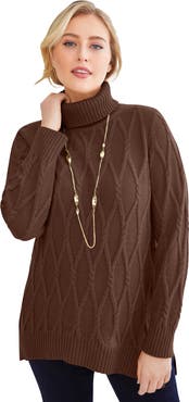 Jessica London Cable Turtleneck Sweater