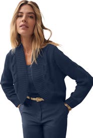 Jessica London Cable Knit Open-Front Shrug Sweater