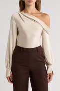Simkhai Jonathan Simkhai Alice One-Shoulder Satin Blouse