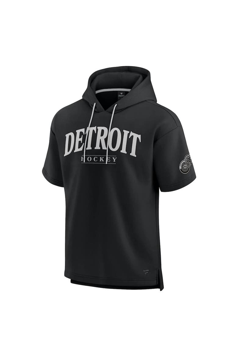 Men's Fanatics  Black Detroit Red Wings Elements Ready Short Sleeve Pullover Hoodie, Alternate, color, Black