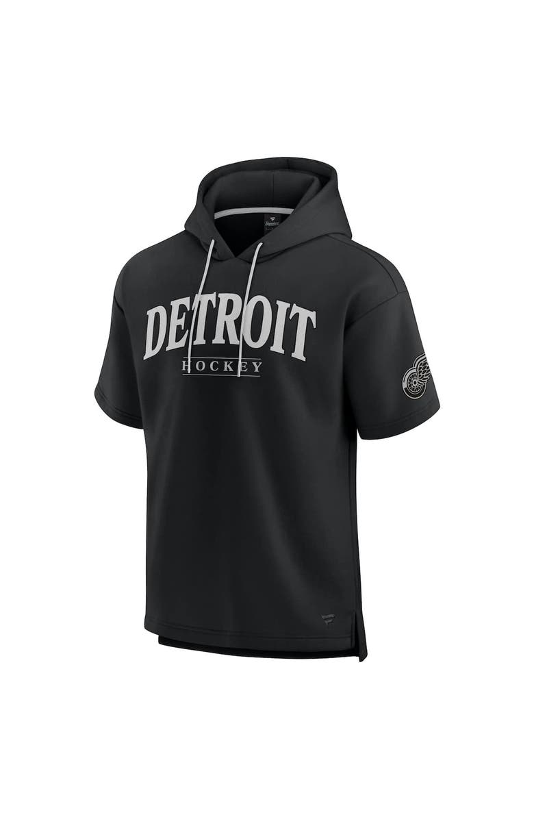 FANATICS Men's Fanatics Black Detroit Red Wings Elements Ready Short Sleeve Pullover Hoodie, Alternate, color, Black