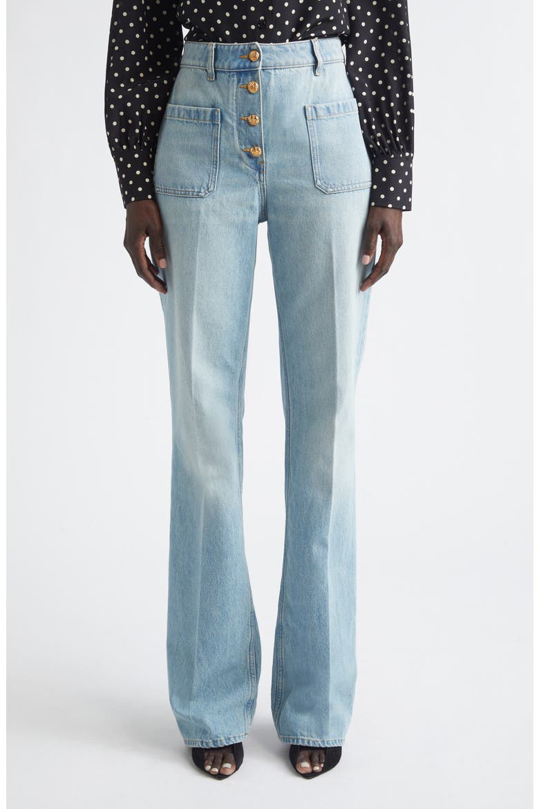 High Waist Denim Straight Leg Jeans, Main, color, DENIM