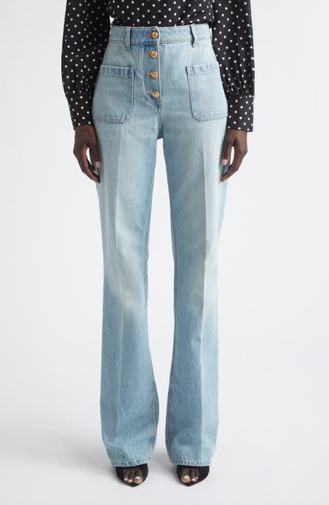 High Waist Denim Straight Leg Jeans