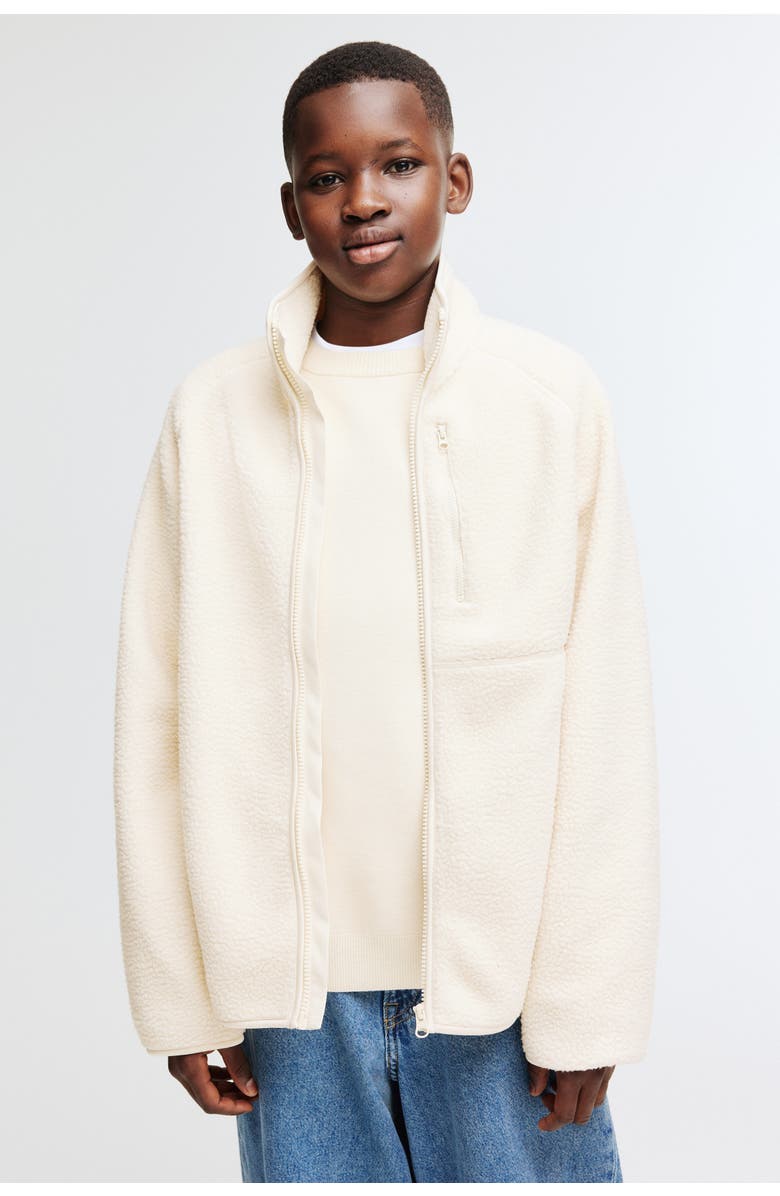 H&M Teddy fleece jacket, Alternate, color, Light Beige