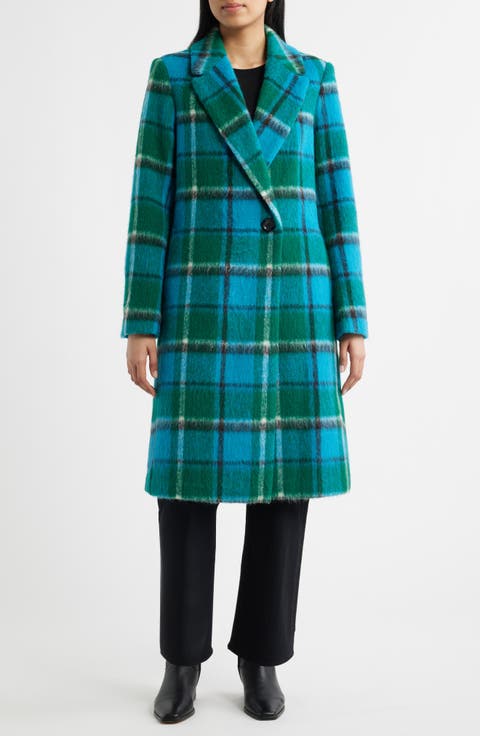 Brushed Plaid Coat