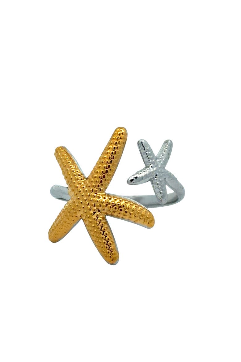 Two Tone Starfish Adjustable Ring, Main, color, yellow