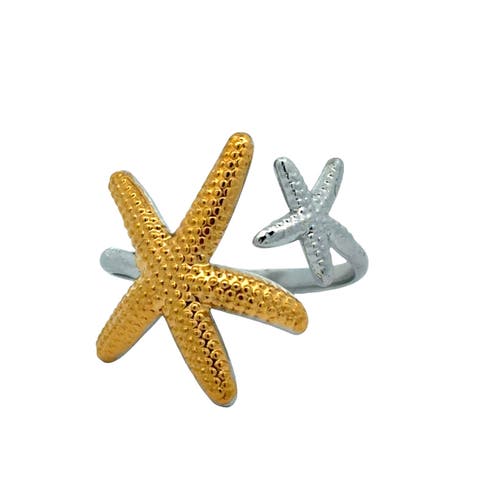 Two Tone Starfish Adjustable Ring