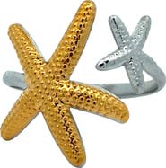 Gemini Jewelry Two Tone Starfish Adjustable Ring