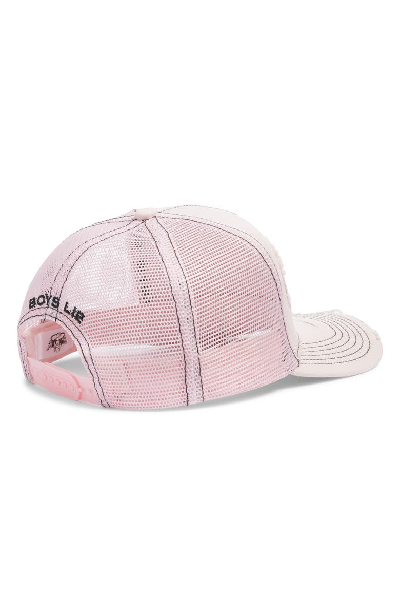 BOYS LIE Miss Mayhem Distressed Trucker Hat, Alternate, color, Pale Pink