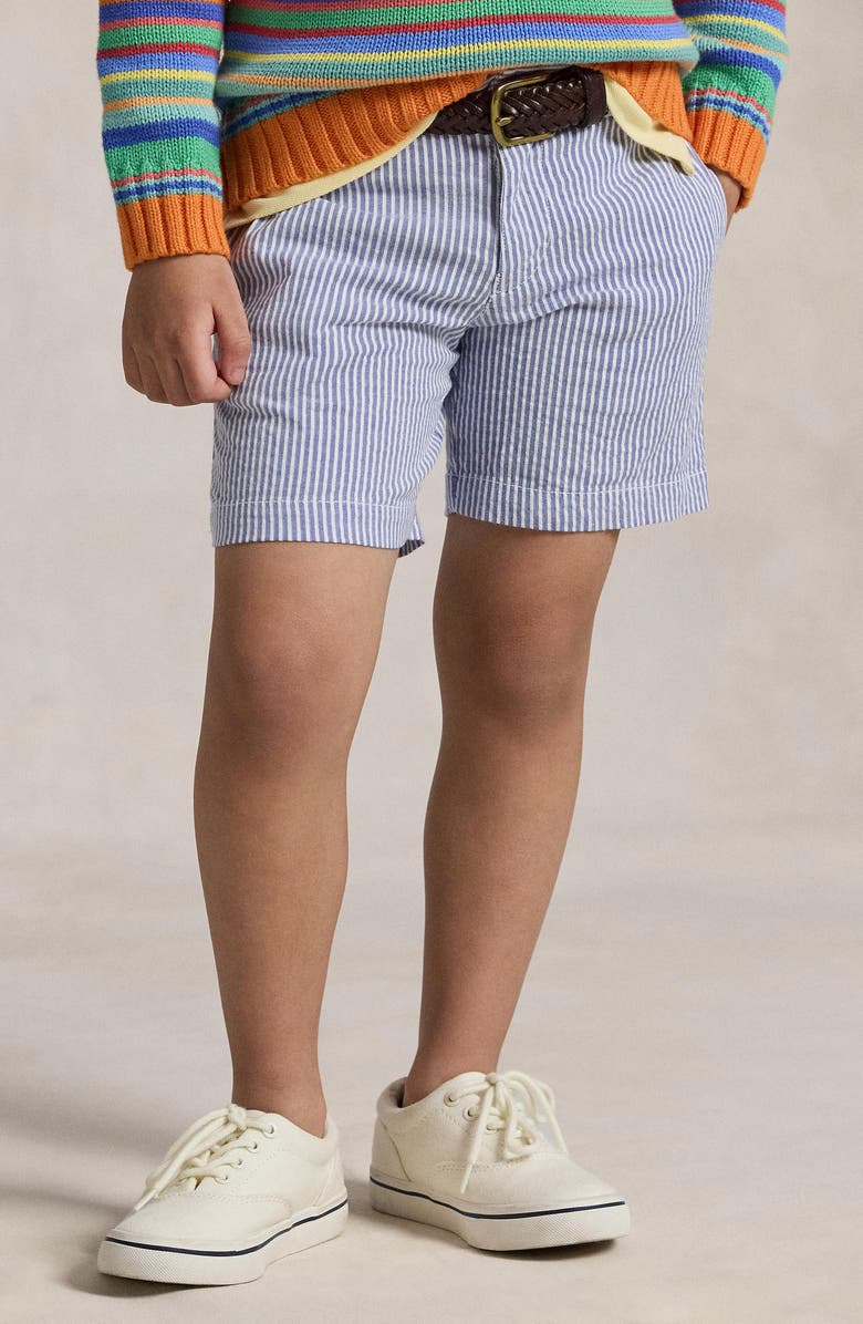 Polo Ralph Lauren Kids' Stretch Cotton Seersucker Shorts, Alternate, color, Blue Seersucker