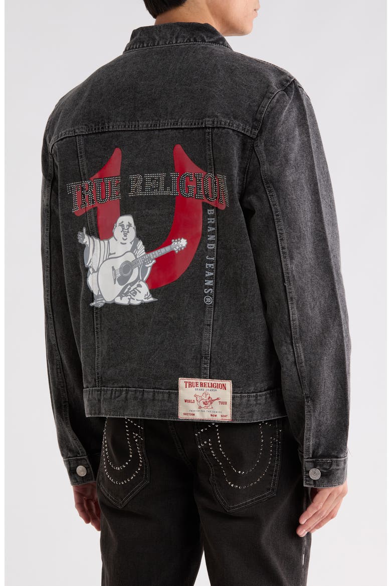 Jesse Studded Denim Trucker Jacket, Alternate, color, MECHANICAL BULL BLACK ACID