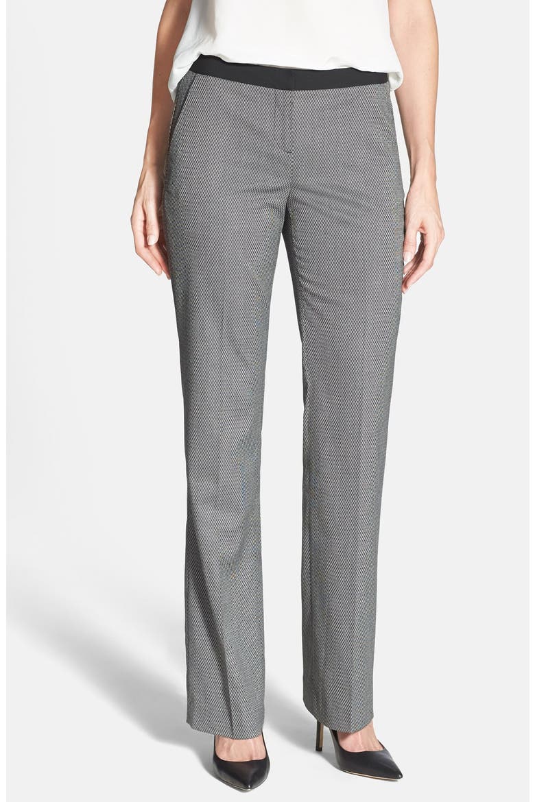 'Taylor' Contrast Waist Print Suit Pants, Main, color, BLACK- CREAM TEXTURE