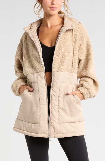 Zella Hybrid Faux Shearling Pocket Jacket | Nordstrom Zella Hybrid Faux Shearling Pocket Jacket | Nordstrom