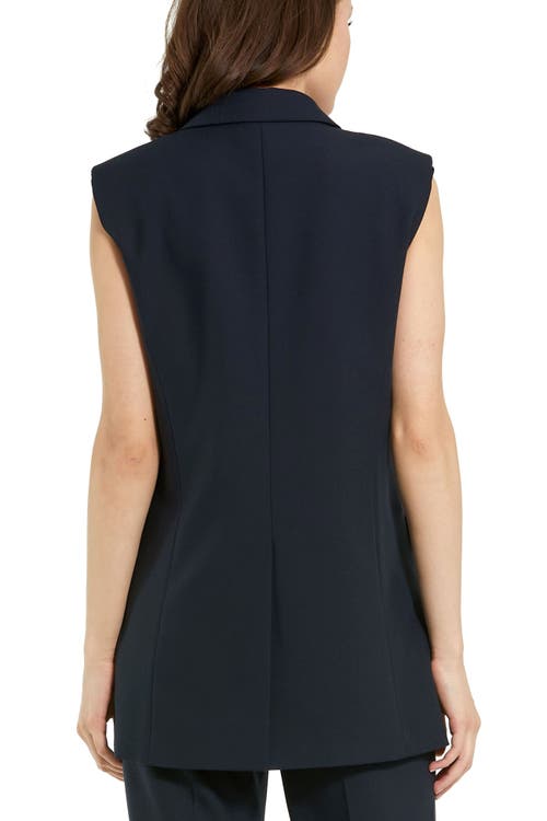 Mac Duggal Tailored Crepe Sleeveless Blazer Vest In Navy