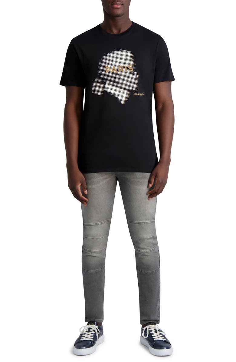 KARL LAGERFELD PARIS Faded Karl Profile Logo Cotton Graphic Tee, Alternate, color, 