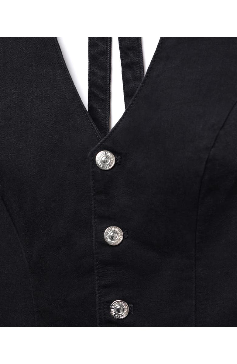 MANGO Denim Halter Jumpsuit, Alternate, color,