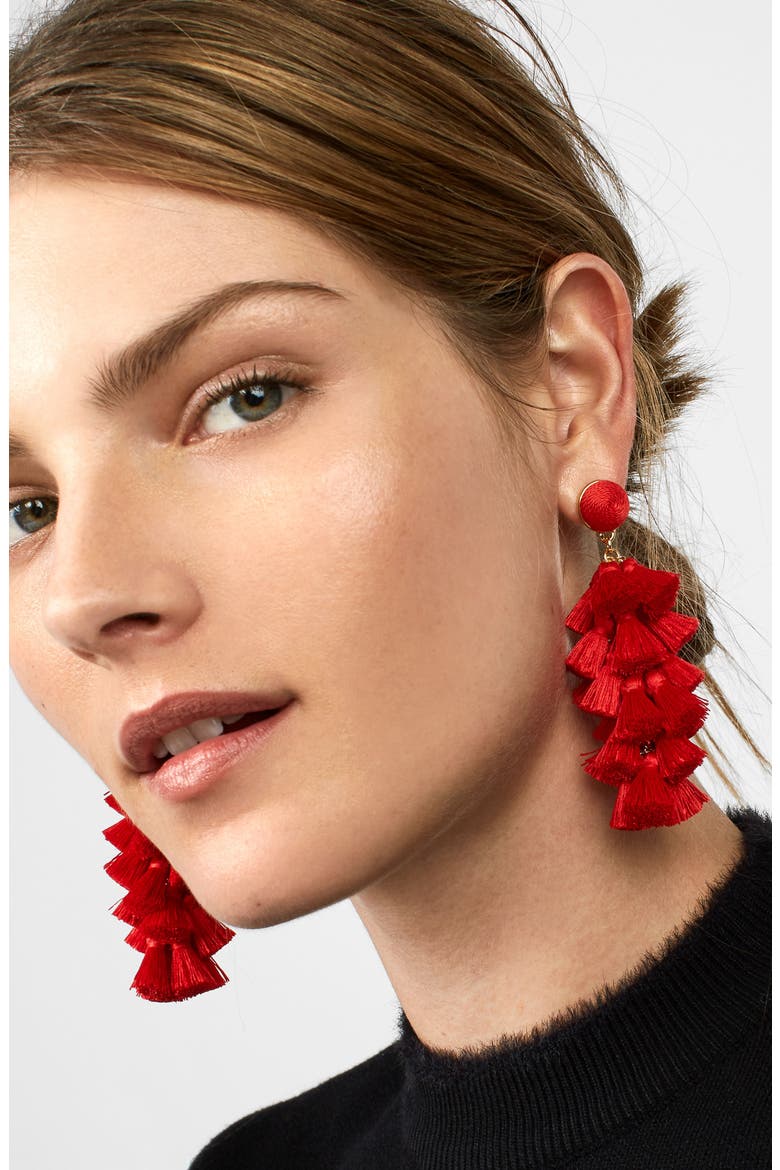 Contessa Tassel Earrings, Alternate, color, RED