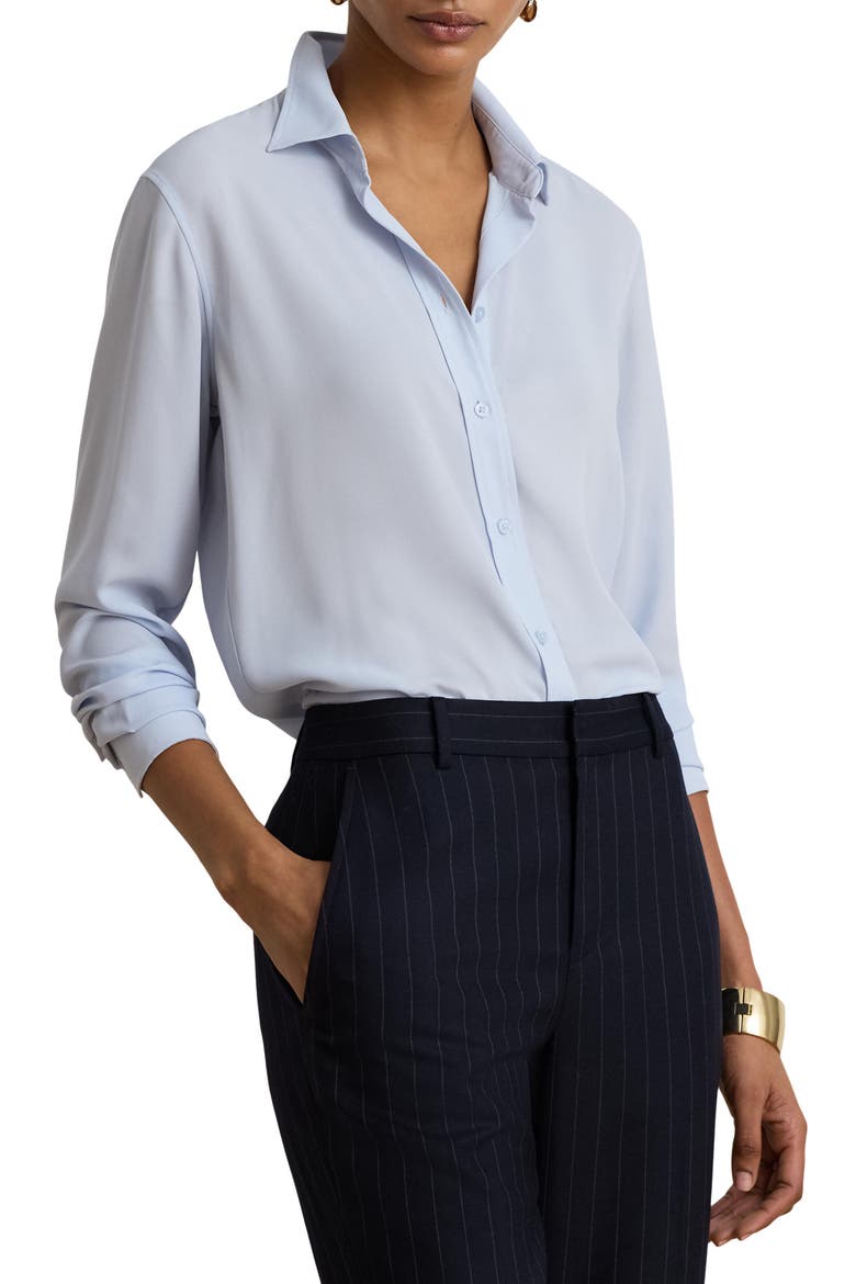 Georgette Long Sleeve Shirt, Main, color, ICY BLUE