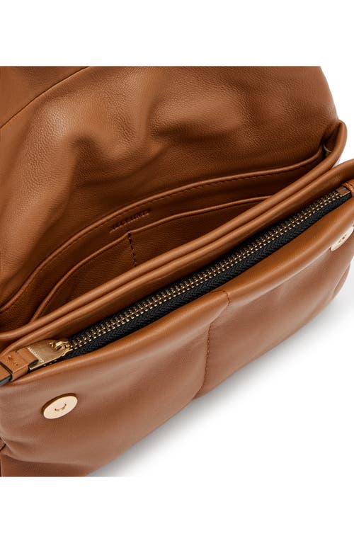 Allsaints Ezra Logo Strap Leather Crossbody Bag In Brown
