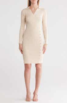 Nanette Lepore Long Sleeve Faux Wrap Sweater Dress