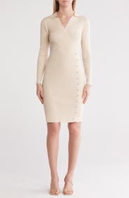 Nanette Lepore Long Sleeve Faux Wrap Sweater Dress