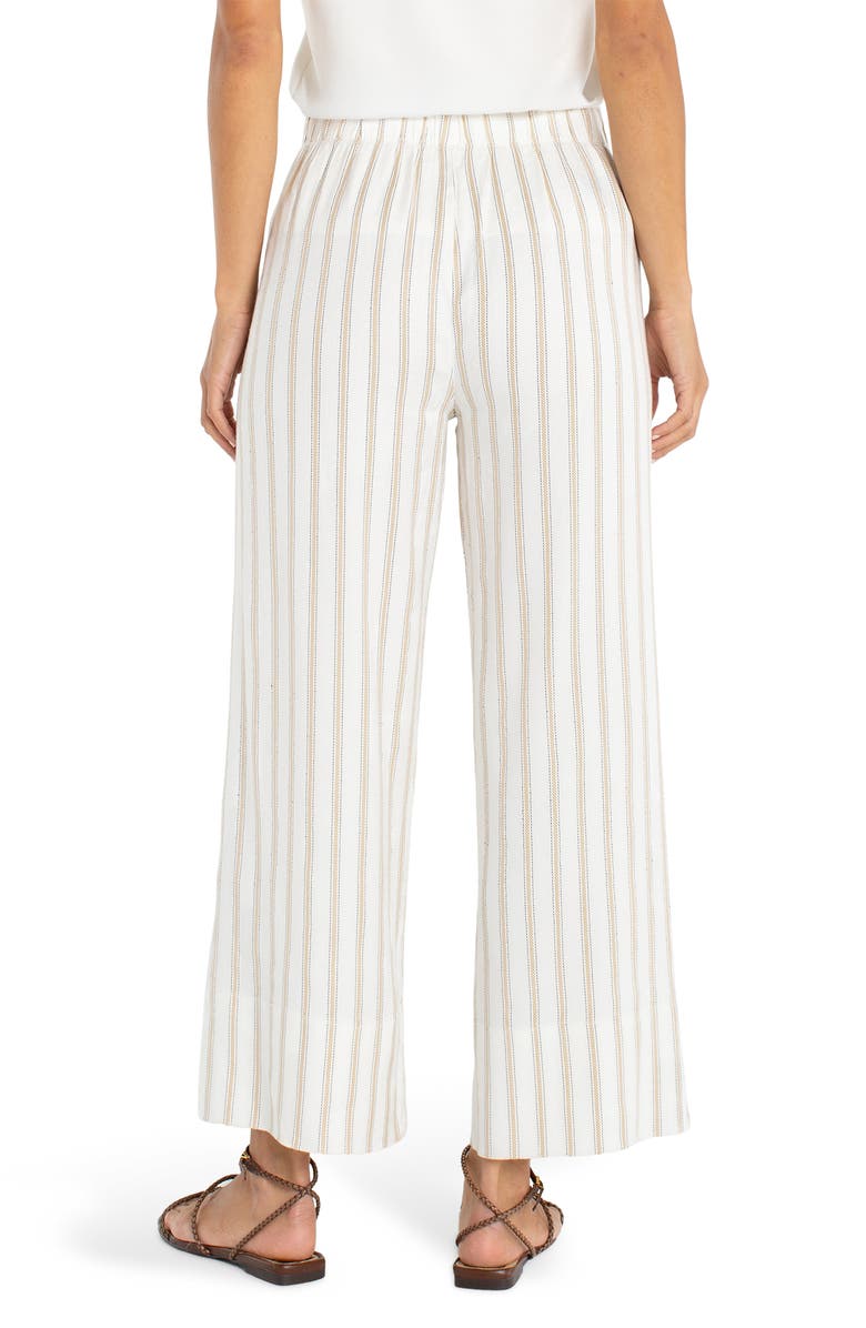 Liverpool Los Angeles Stripe Pull-On Crop Wide Leg Pants, Alternate, color, Cream/ Tan