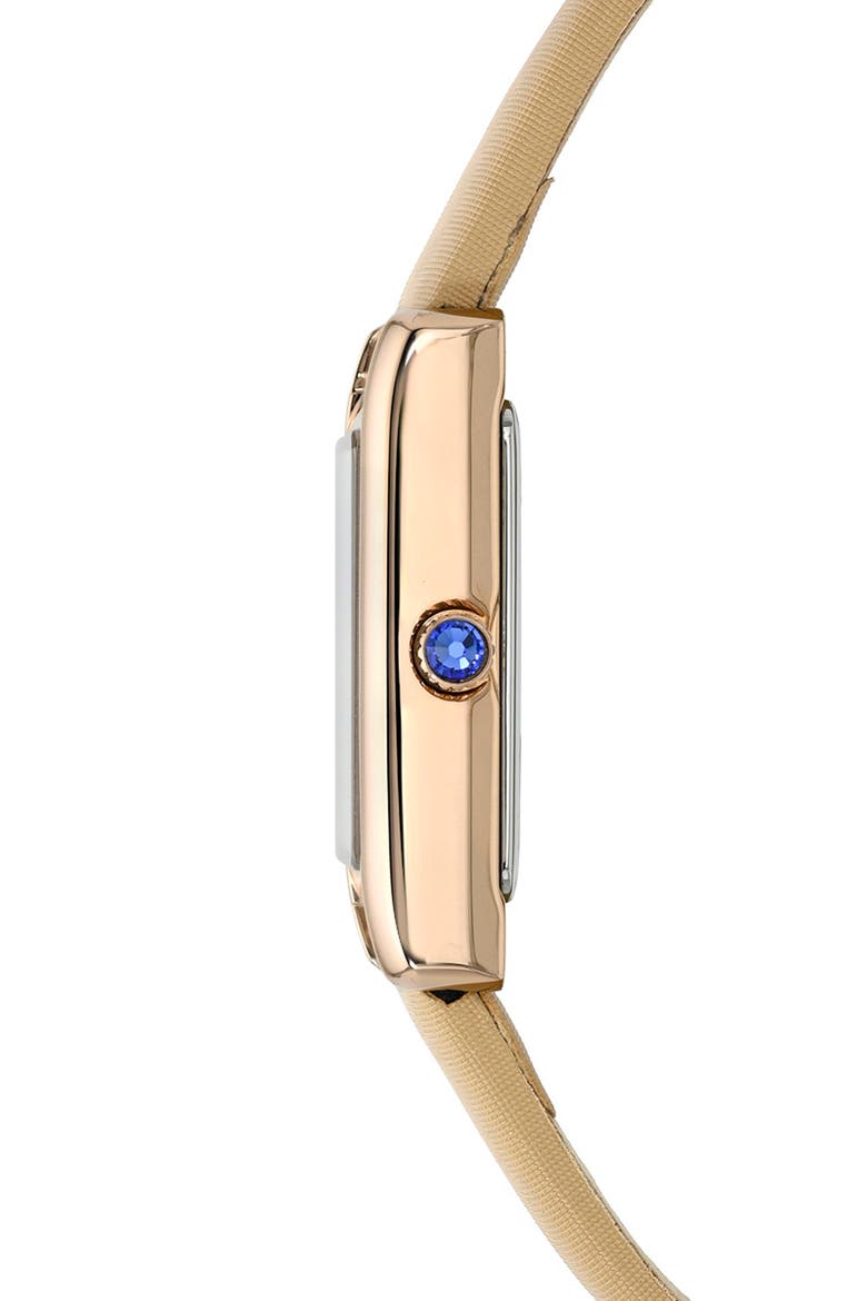 Karolina Leather Strap Watch, 21.5mm x 30mm, Alternate, color, BEIGE/ ROSE