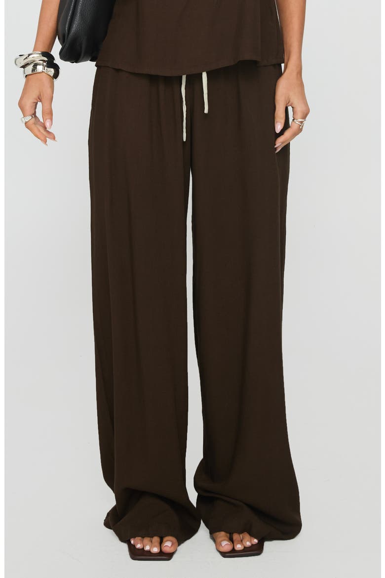 Nolei Contrast Detail Camisole & Drawstring Pants Set, Main, color, CHOCOLATE / WHITE