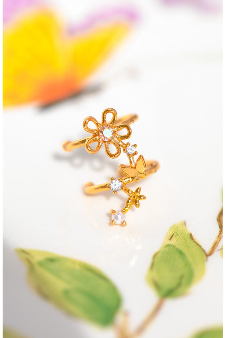 Flower Lane Single Ear Cuff Crawler, Alternate, color, GOLD