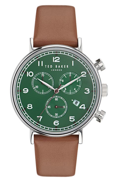 Barnetb Chronograph Leather Strap Watch, 41mm